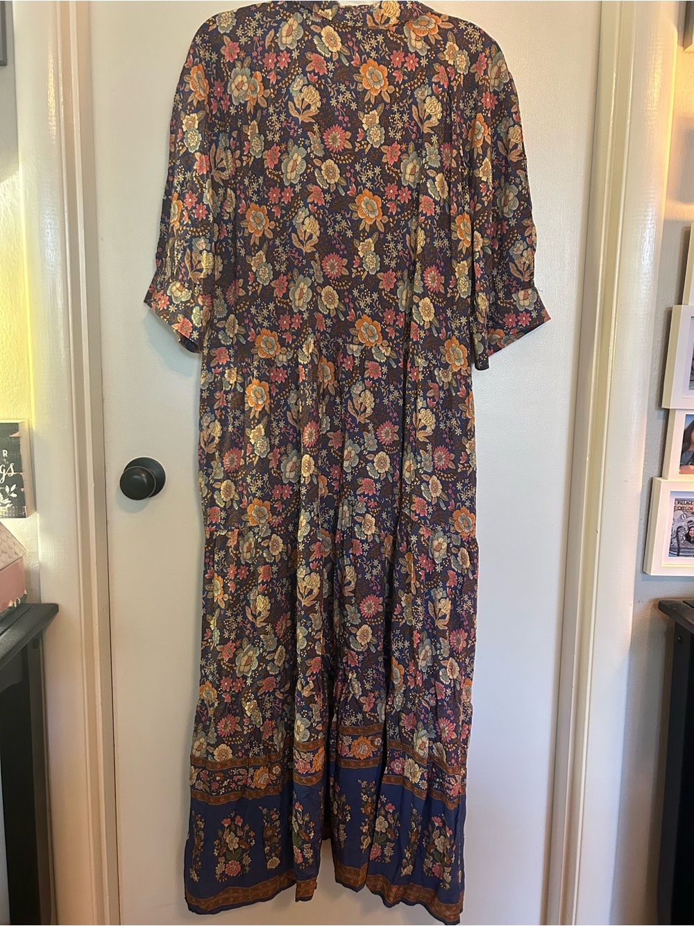 Natural Life Rebecca Midi Dress -Blue & Yellow Roses NWT! - Picture 5 of 6